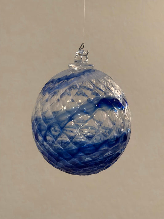 Boule de Noël — verre soufflé, bleu dégradé