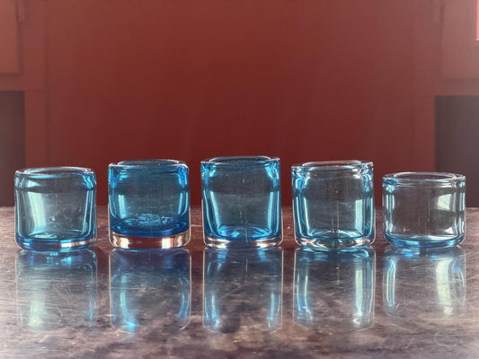 Bougeoir en verre soufflé · bleu azur