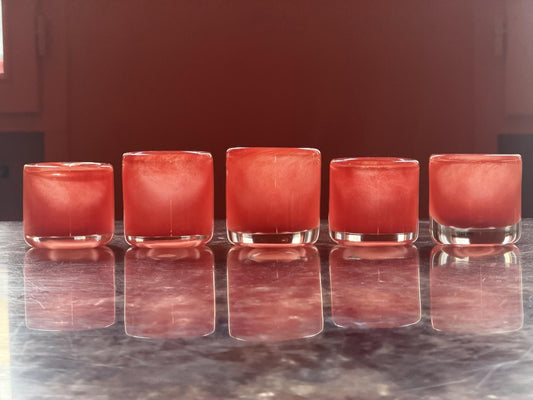 Bougeoir en verre soufflé · rouge corail